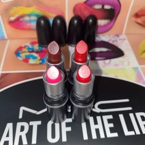 MAC Cosmetics Mini Lipstick Bundle: Sin, Cockney, Russian Red & Pink Pigeon